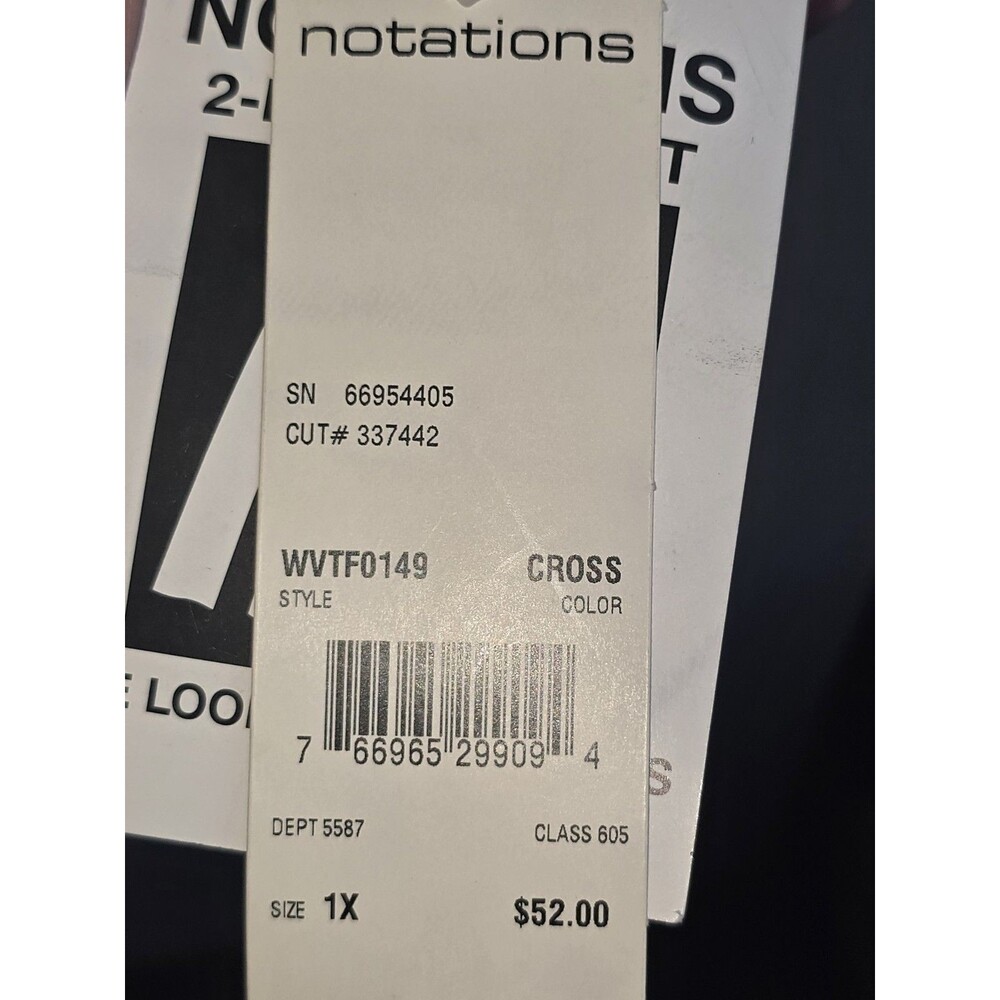Notations Black/Silver Glitter Blouse With Attached Velvet Top Size XL NWT - Picture 6 of 7